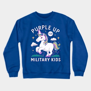 Purple Up For Military Kids Unicorn Military Child Month Crewneck Sweatshirt